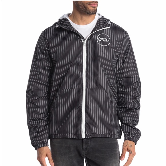 WeSC Other - WeSC NWT Pinstripe Hooded Windbreaker Black Size M